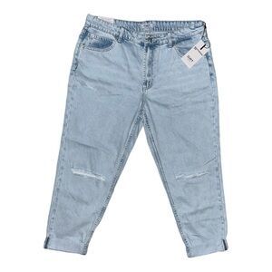 OAT New York Boyfriend Fit Jeans Light Wash Denim Distressed Size 32